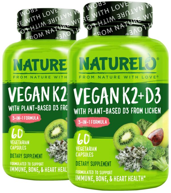 NATURELO Suplemento Vitamina D3 K2 Vegano botella frontal
