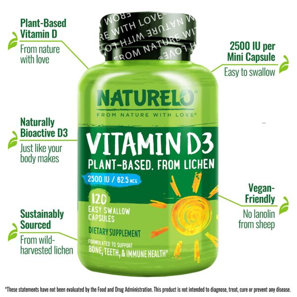 Etiqueta frontal NATURELO Vitamina D3 vegana