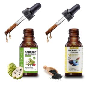 NaturePlanet multivitamínico líquido de graviola y aceite de semilla negra botella frontal