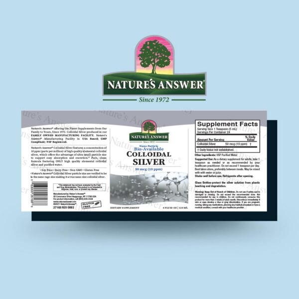 Version 1.0.0 Etiqueta del producto Nature's Answer Colloidal Silver