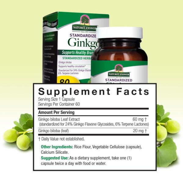 Nature's Answer Ginkgo Biloba caja y frasco lado