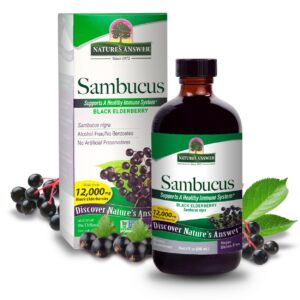 Botella de suplemento Nature's Answer Sambucus 8oz sin alcohol