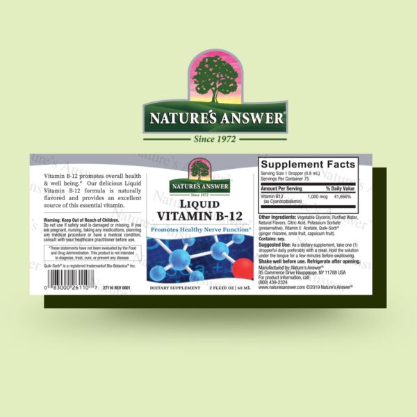 Nature's Answer vitamina b-12 rápida absorción sabor natural