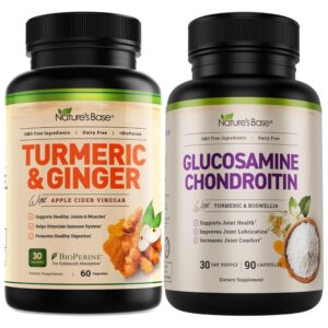Nature's Base cúrcuma jengibre glucosamina paquete de suplementos