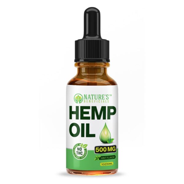 Etiqueta del envase Nature's Beneficials hemp oil