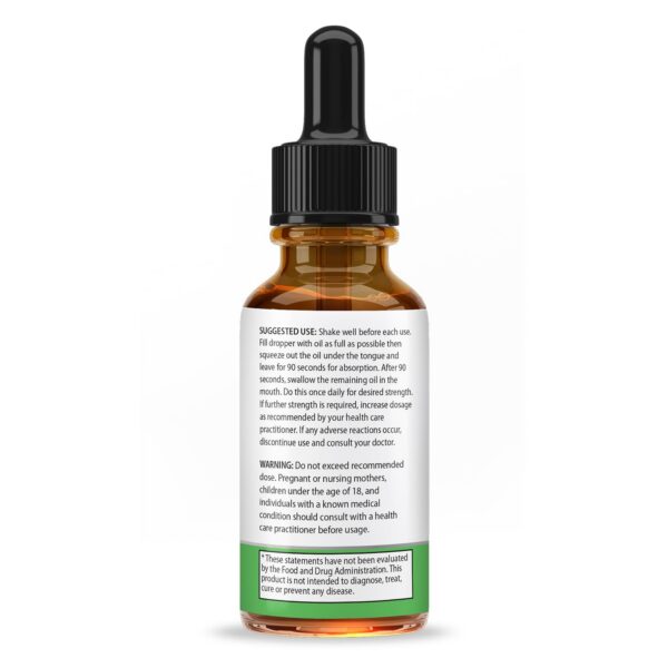 Vista lateral del frasco Nature's Beneficials Hemp Oil