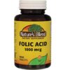 Frasco Nature's Blend ácido fólico 1000 mcg