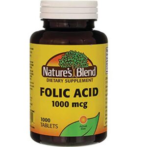 Frasco Nature's Blend ácido fólico 1000 mcg