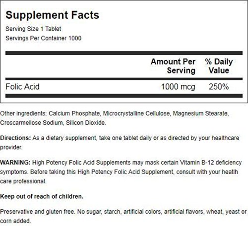 Etiqueta Nature's Blend ácido fólico 1000 mcg