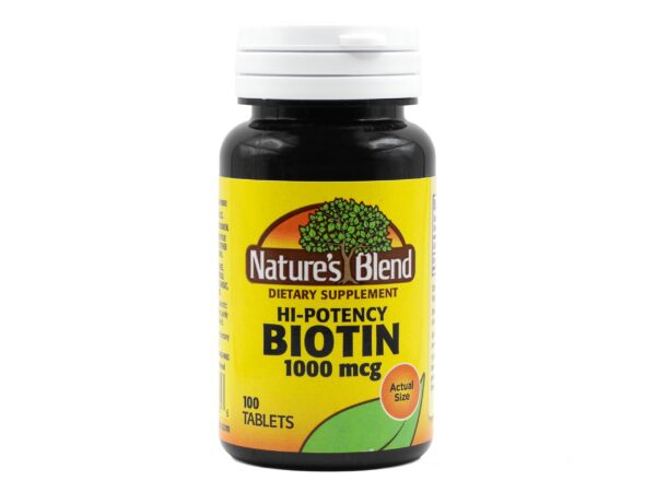 Nature's Blend Biotina 1000 mcg botella