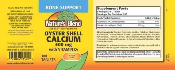 Etiqueta frontal Nature's Blend Calcio de ostra con D3