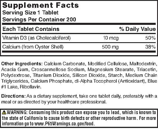 Tabletas Nature's Blend Calcio concha ost a D3