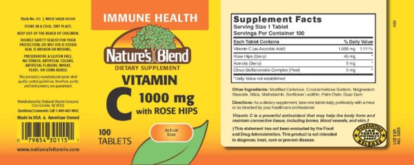Etiqueta Nature's Blend Vitamina C Rosa Mosqueta
