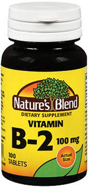 Nature's Blend Vitamina B2 100 mg frasco frontal