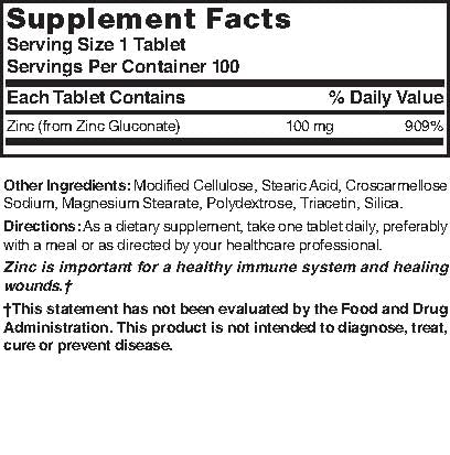 Tabletas del suplemento zinc gluconato
