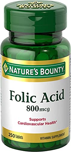 Nature's Bounty ácido fólico 800 mcg 250 tabletas paquete