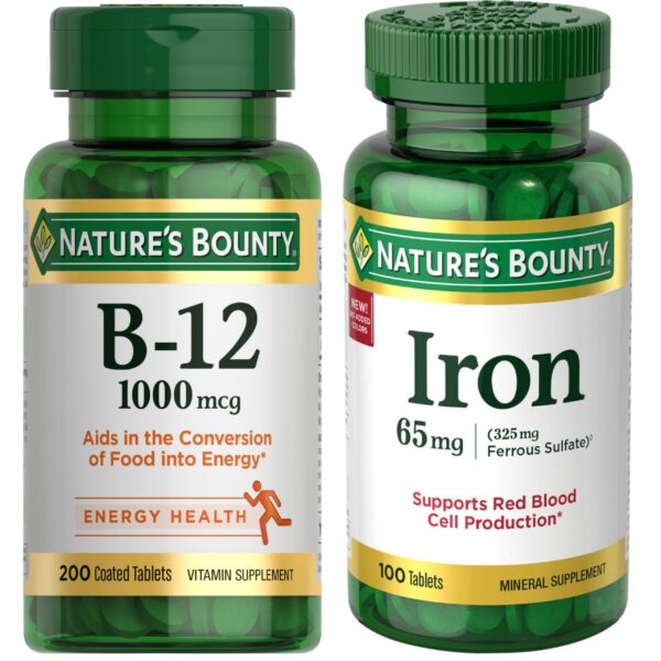 Frasco Nature's Bounty B12 y Hierro