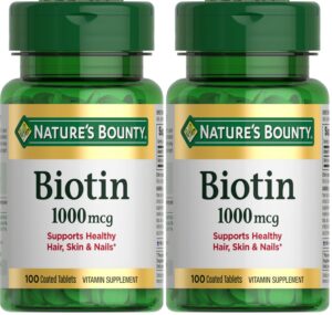 Frente de la etiqueta Nature's Bounty Biotin 1000 mcg