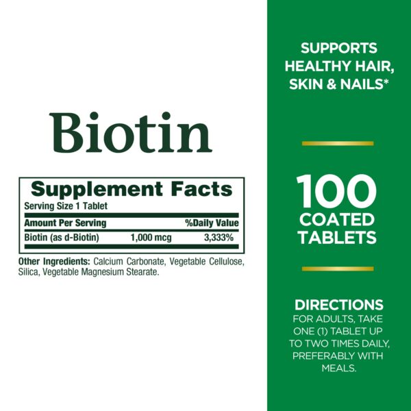 Version 1.0.0 Caja con 100 tabletas Nature's Bounty Biotin