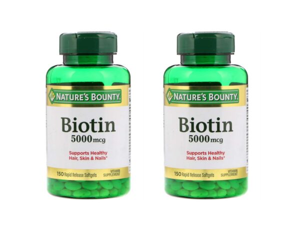 Nature's Bounty Biotina 5000 mcg botella frontal