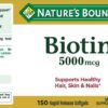Nature's Bounty Biotina 5000 mcg etiqueta