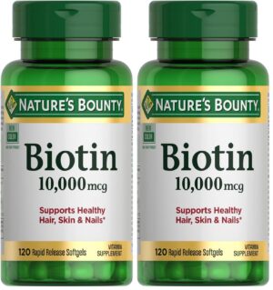 Nature's Bounty biotina frasco y etiqueta