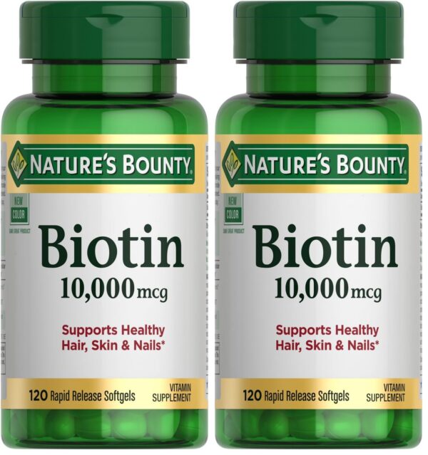 Version 1.0.0 Nature's Bounty biotina frasco y etiqueta