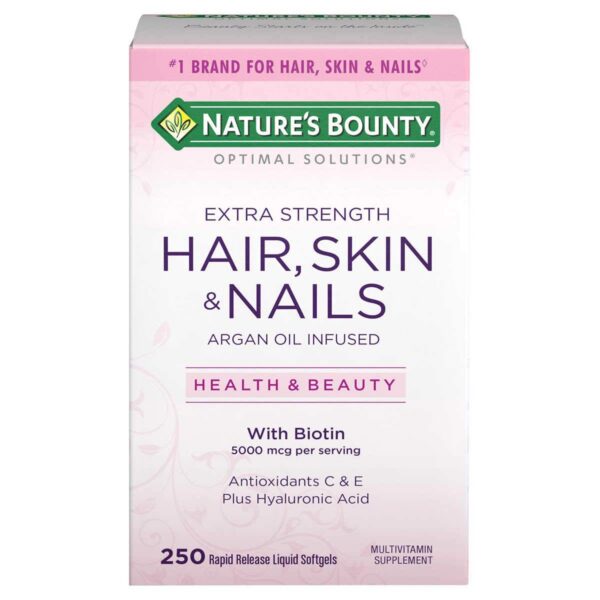 Suplemento Nature's Bounty para cabello piel y uñas 250 softgels