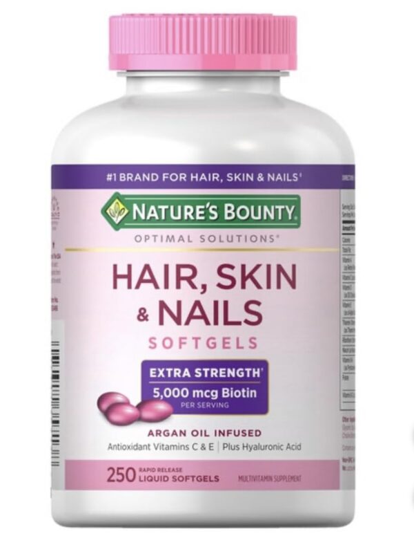 Nature's Bounty frasco de cápsulas para cabello piel y uñas