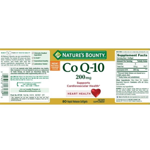 Version 1.0.0 Etiqueta de CoQ10 Nature's Bounty 200 mg