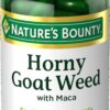Nature's Bounty Horny Goat Weed con Maca suplemento herbal botella