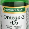 Nature's Bounty omega-3 capsulas blandas frente al envase