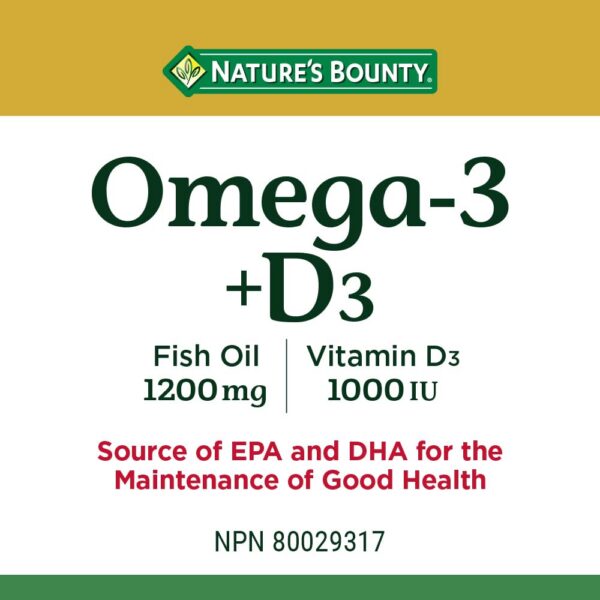 Etiqueta del producto Nature's Bounty Omega-3 + D3
