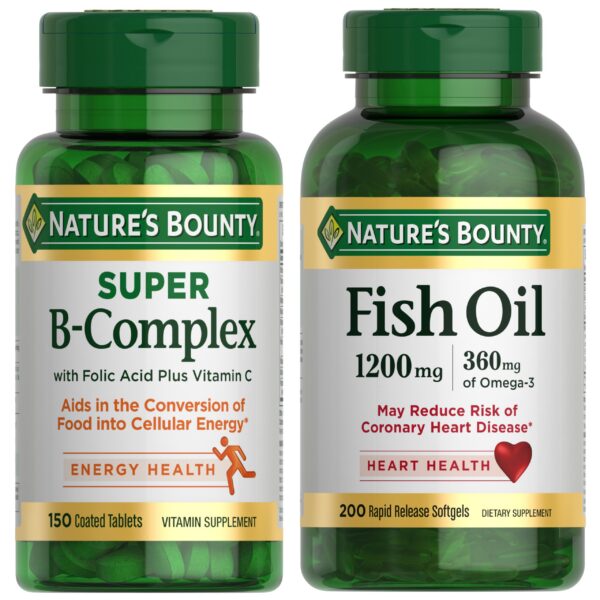 Nature's Bounty Paquete omega-3 y complejo B frasco