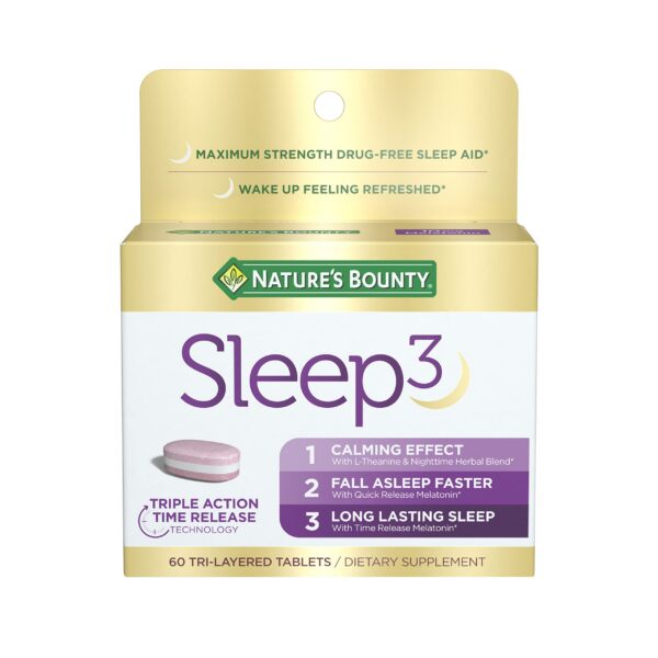 Nature's Bounty Sleep3 melatonina tabletas para dormir prolongado