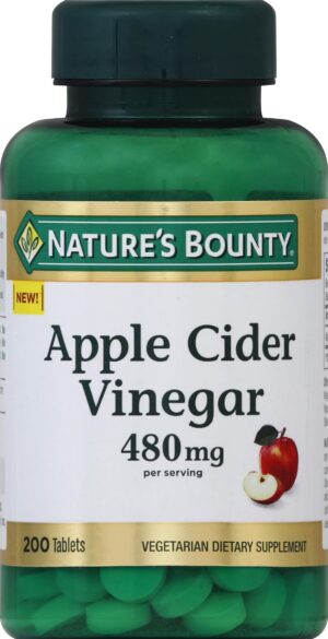 Nature's Bounty vinagre de manzana 480mg tabletas vegetales 200 unidades