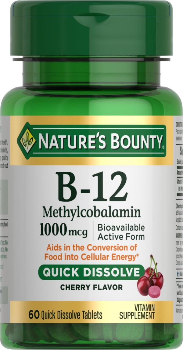 Frente del envase Nature's Bounty Vitamina B-12 Disolución rápida