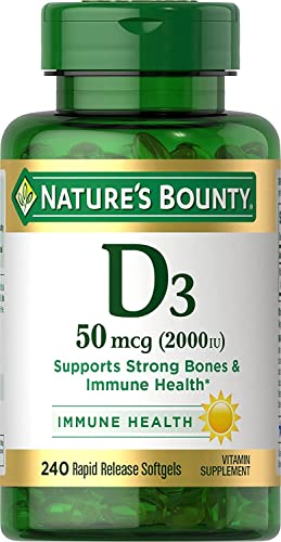 Nature's Bounty Vitamina D 2000 UI 240 softgels para huesos fuertes