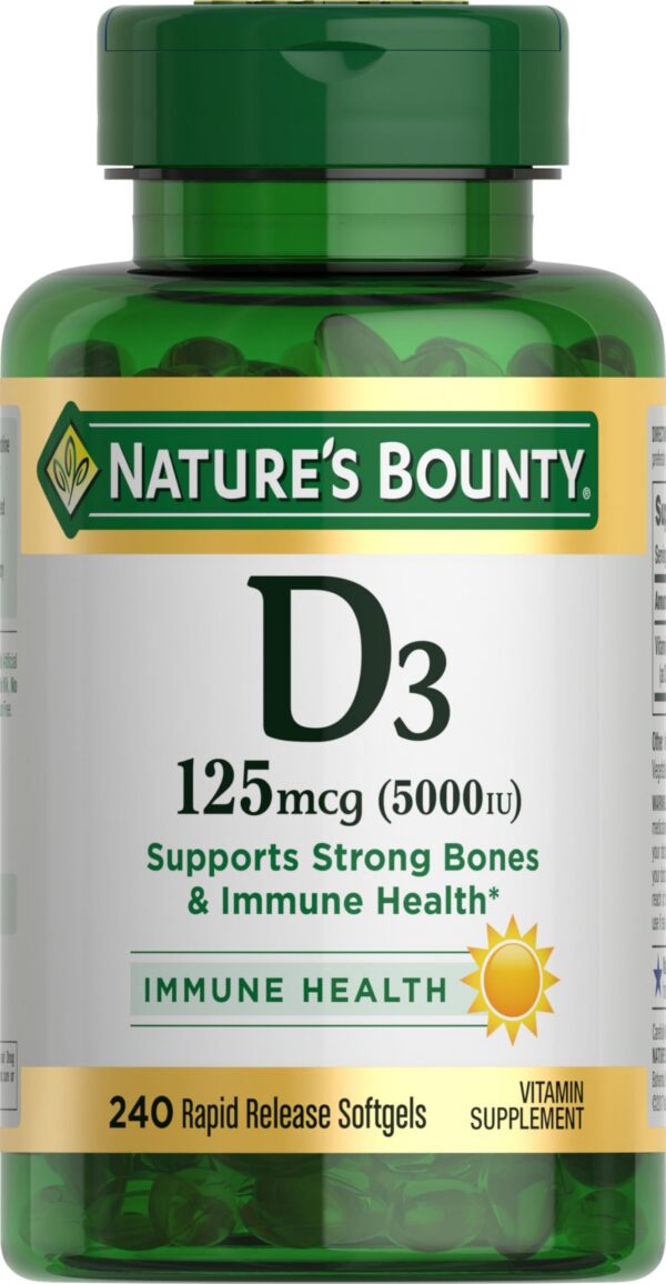 Nature's Bounty Vitamina D3 5000 IU soporte inmunológico 240 softgels