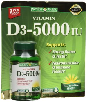 Nature's Bounty vitamina d3 5000 ui frasco 300 cápsulas blandas