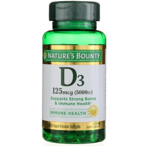 Nature's Bounty vitamina D3 5000 UI cápsulas blandas salud inmunidad