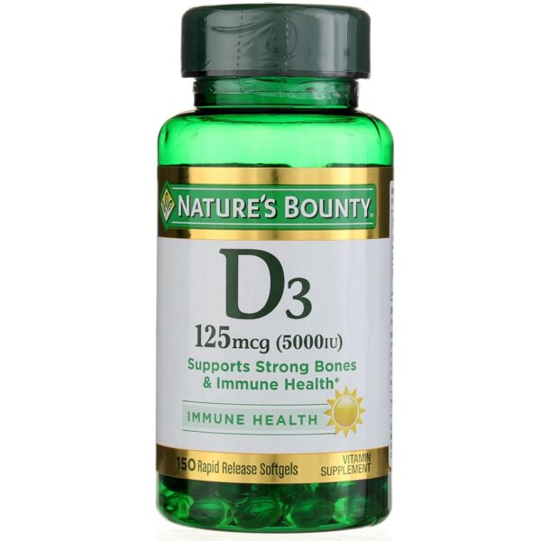 Nature's Bounty vitamina D3 5000 UI cápsulas blandas salud inmunidad