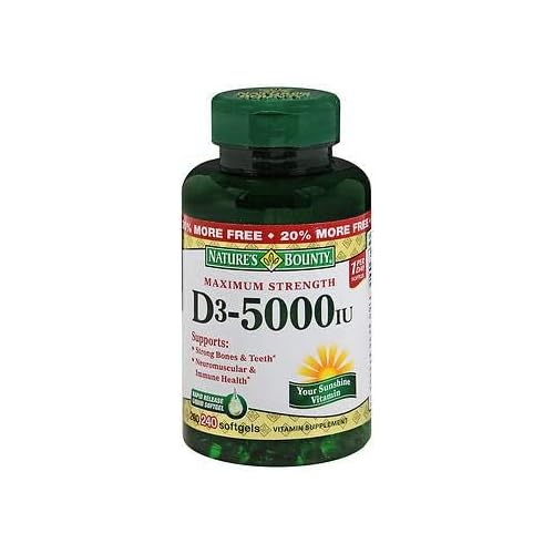 Nature's Bounty vitamina D3 5000 UI softgels paquete doble 480 cápsulas