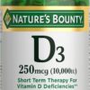 Nature's Bounty vitamina d3 cápsulas apoyo huesos inmunidad
