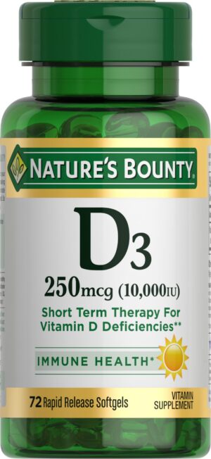 Nature's Bounty vitamina d3 cápsulas apoyo huesos inmunidad