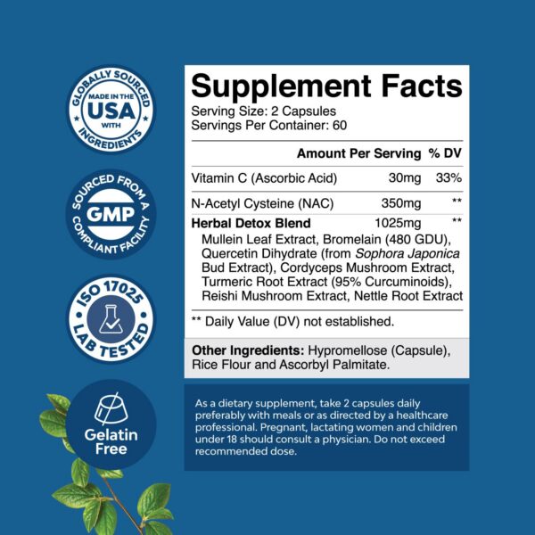 Natures Craft cápsulas pulmomar extracto cordyceps y quercetina