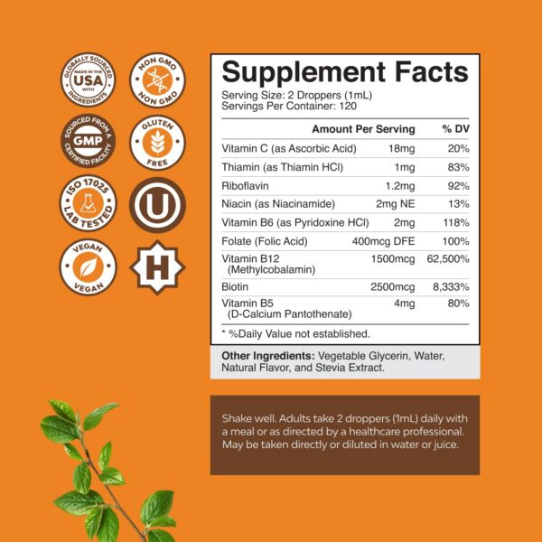 Etiqueta lateral del envase del complejo B líquido