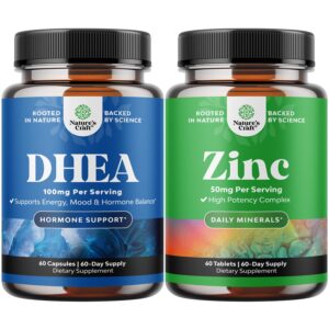 Frasco del suplemento DHEA y Zinc
