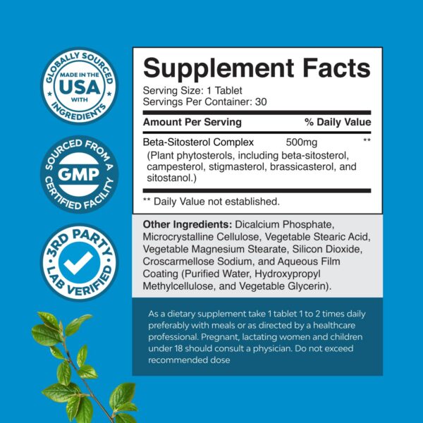 Etiqueta del suplemento esteroles vegetales beta sitosterol