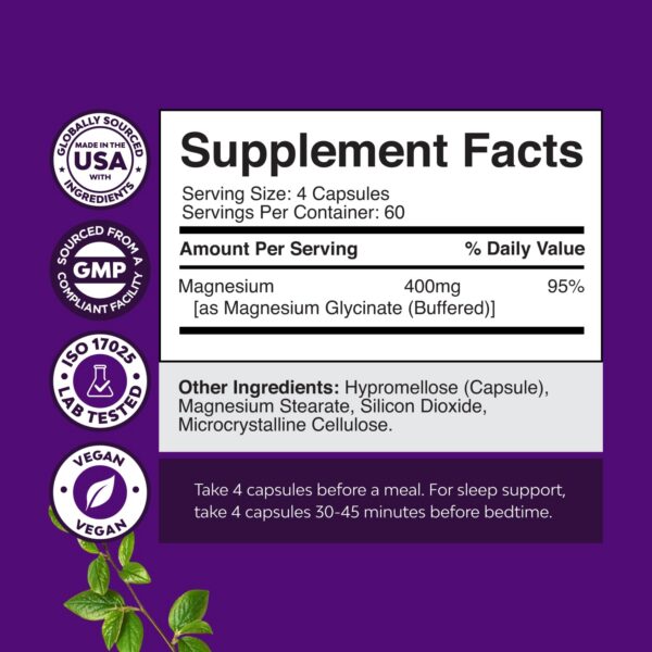 Etiqueta y envase de magnesio glicinato Natures Craft